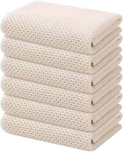 Kitinjoy 100% Cotton Waffle 6-Pack Kitchen Towels by Kitinjoy