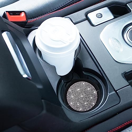 Amooca 2-Pack Car Cup Holder Coaster Bling Crystal Rhinestone Car Interior - Image 2