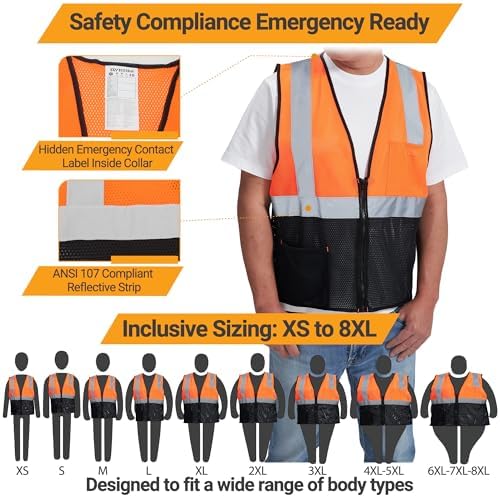 AYKRM 2 Pocket Mesh High Visibility Reflective Safety Vest - Image 5