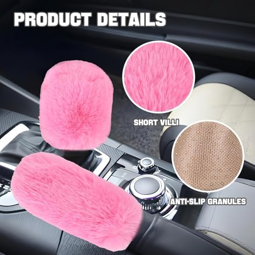 Hovom 2PCS Fluffy Car Gear Shift Knob Cover & Handbrake Cover - Image 3