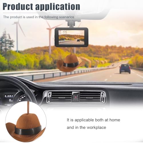 ZIMISI Western Cowboy Hat Car Hanging Ornament, Mini Cowgirl Hat Car Rear View - Image 3