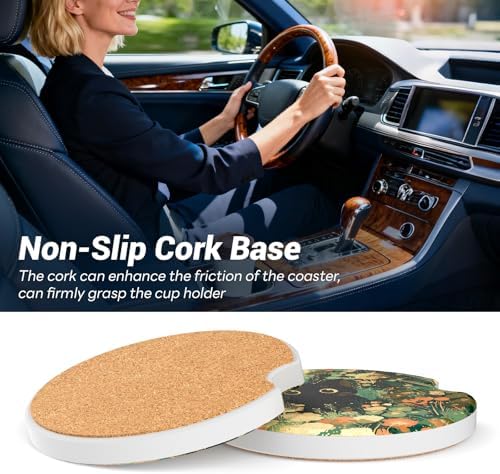 2 Pack Ceramic Car Coasters for Cup Holder, 2.56 in Anti Slip Absorbent Coaster - Image 6