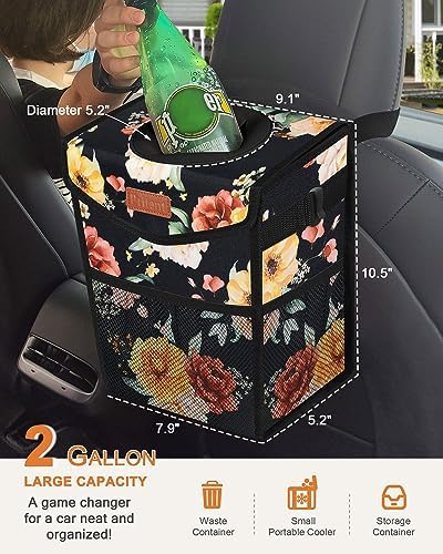 Pritent Car Trash Can with Lid Leakproof Car Garbage Bag Vehicle Trash Bin - Image 2