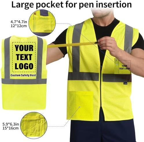 AYKRM 2 Pocket Mesh High Visibility Reflective Safety Vest - Image 4