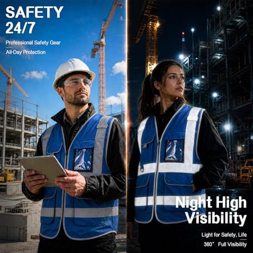 XIAKE Reflective Safety Vest for Men & Women High Visibility Class 2 Vest - Image 5
