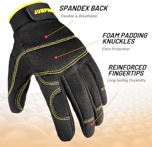 Mens Work Gloves 2 Pairs, Synthetic Leather Mechanic Gloves, Touchscreen - Image 3