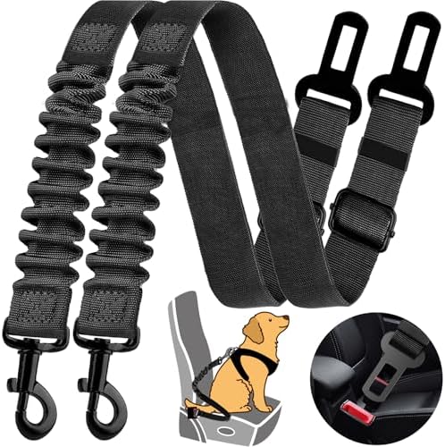 Dog Seat Belt Retractable Dog Car Harness 2 Pack Elastic Bungee Buffer by Famstar