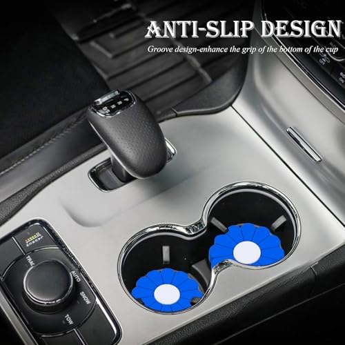 4-Pack Car Cup Holder Coaster Inserts, Daisy Shape, 2.75 Inch Non-Slip Silicone - Image 3
