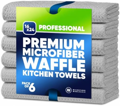 Kitchen Towels - Microfiber Waffle Weave Towels | Absorbent, No Lint, Commercial by MicrofiberWholesale