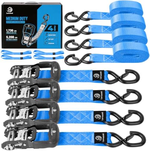 Ratchet Straps 4 Pack, 208LBS Break Strength by Unknown