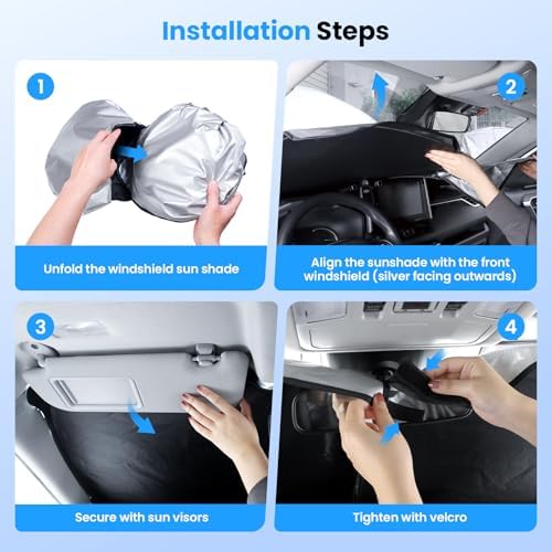 Canvcle Windshield Sun Shade for 2021-2025 2026 Ford Mustang Mach-E Accessories - Image 6