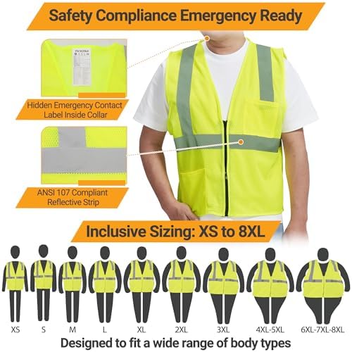 AYKRM 2 Pocket Mesh High Visibility Reflective Safety Vest - Image 5