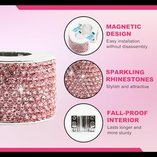 Rislobx 2PCS Magnetic Car Headrest Collars, Rhinestone Car Head Rest Collars - Image 3