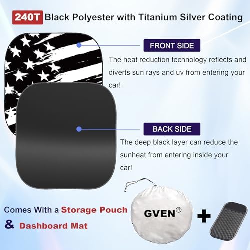 Gven Windshield Sun Shade for Car 2-Piece Foldable Sunshade for Front Windows - Image 3