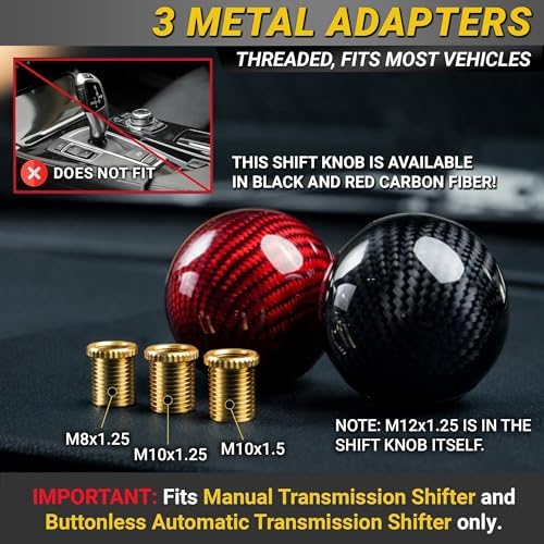 JDM Style Carbon Fiber Weighted Ball Shift Knob, Gear Stick Shifter - Image 4