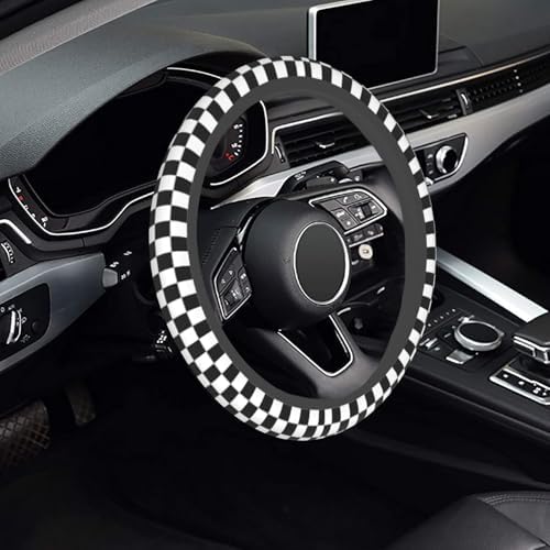 Checkerboard Steering Wheel Cover, Checkerboard Race Soft Breathable Neoprene - Image 2