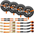 4 Pack Car Tie Down Straps for Trailers, 000 lbs Break Strength, Wheel Tire Tie by Nestilly