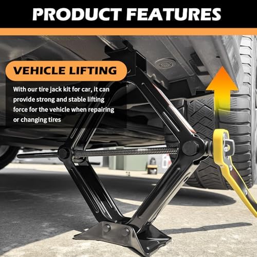 1T Scissor Jack for Car with Ratchet Wrench Kit, Heavy Duty Scissor Car Jack - Image 3