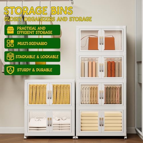 Stackable Storage Bins with Doors & Lids & Wheels - Image 5