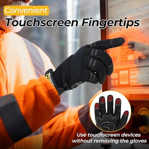 HANDLANDY Work Gloves for Men & Women, Utility Mechanic Working Gloves Touch - Image 5