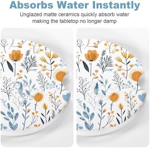 2 Pack Car Coaster, 2.63 inch Anti Slip Insert Absorbent Ceramic Coaster - Image 5