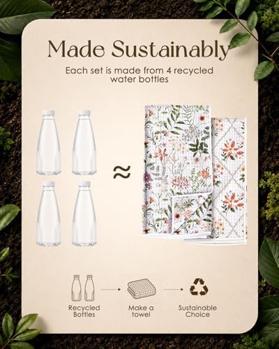 Miss Adola 2pcs Double-Sided Microfiber Kitchen Towels, Vivid Blossoms - Image 2