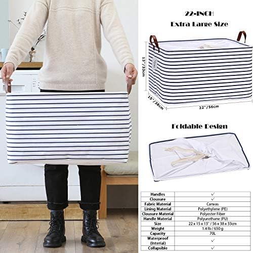 Hinwo 4-Pack Extra Large Canvas Fabric Storage Baskets - Image 5