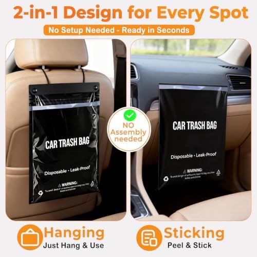 100 Count Disposable Car Trash Bags, Hanging & Stick-On Car Trash Can - Image 4