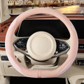 Nappa Leather Pink D Shaped Steering Wheel Cover Women 14 inch by Binsheo