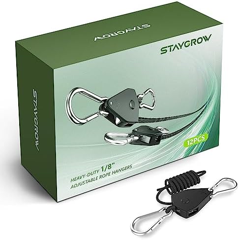 12-Pack 1/8” Rope Hanger, Heavy Duty Ratchet Tie Down Strap by STAYGROW