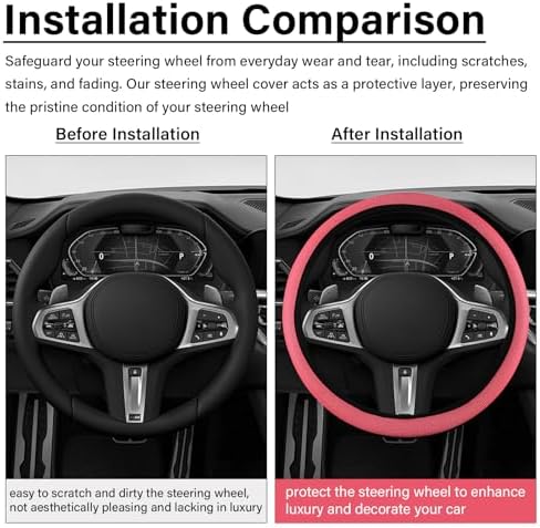 Red Mesh Steering Wheel Cover, Universal 15 inch, Elastic Stretch Microfiber - Image 6