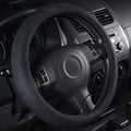 CAR Pass Black Faux Suede 14.5-15 Inch Memory Foam Steering Wheel Covers by CARPASS