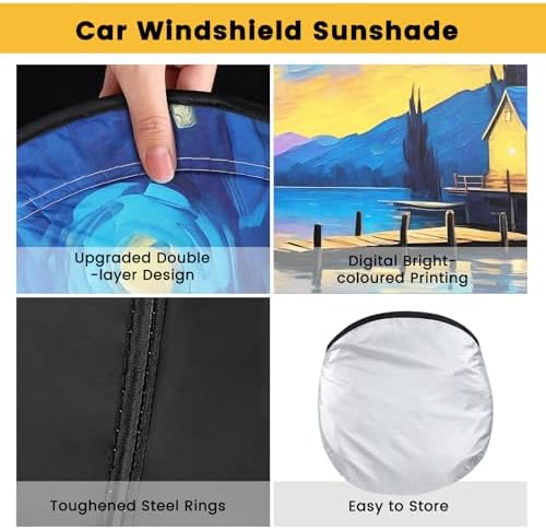 Windshield Sun Shade, Reflective Car Sunshade Blocks Heat, 57 x 31.5 in - Image 5