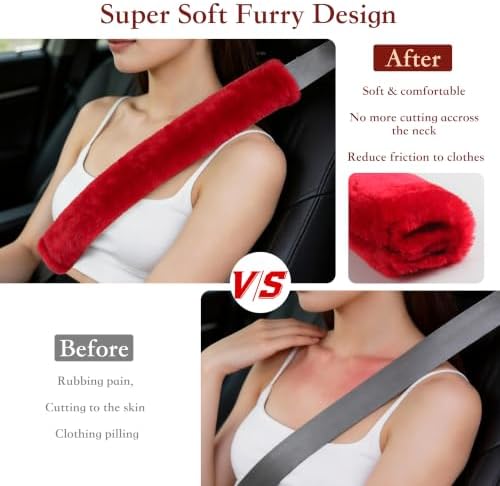 Amooca 19.7in Extra Long Furry Universal Car Seatbelt Cover Shoulder Pad - Image 2