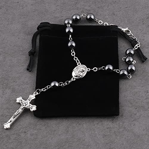 Hematite Beads Auto One Decade Car Rosary Clasp Terra Jerusalem Medal - Image 2