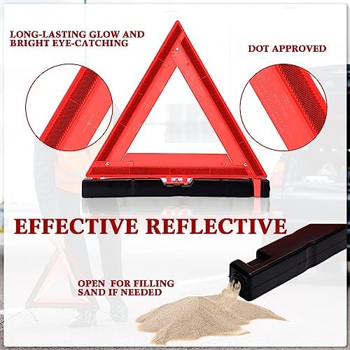 Kanayu 9 Pcs Warning Triangles Dot Reflective Foldable Emergency Safety - Image 3