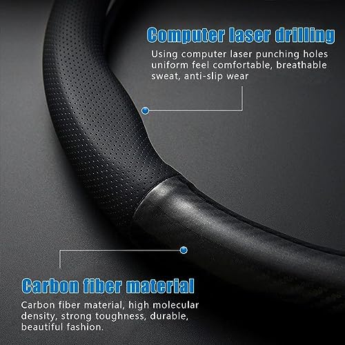 gunhunt 1 PC Car Breathable Steering Wheel Cover, Carbon Fiber Non-Slip - Image 3