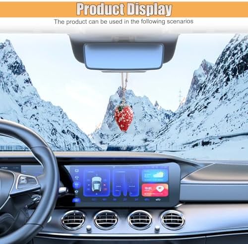 Bling Strawberry Car Rear View Mirror Charm, Sparkly Rhinestones Automotive - Image 6
