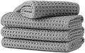 Microfiber Waffle Face Towels, 4 Pieces, Fast Drying, Lint Free 430 GSM by Unknown