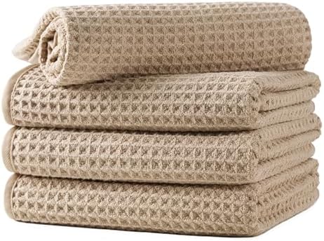 Microfiber Waffle Hand Towels, 4 Pieces, Fast Drying, Lint Free 430 GSM by Unknown