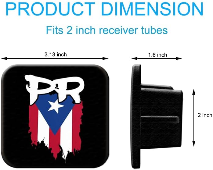 2 Inch Puerto Rico Flag PR Trailer Hitch Tube Cover Plug Cap, Tow Hitch - Image 4