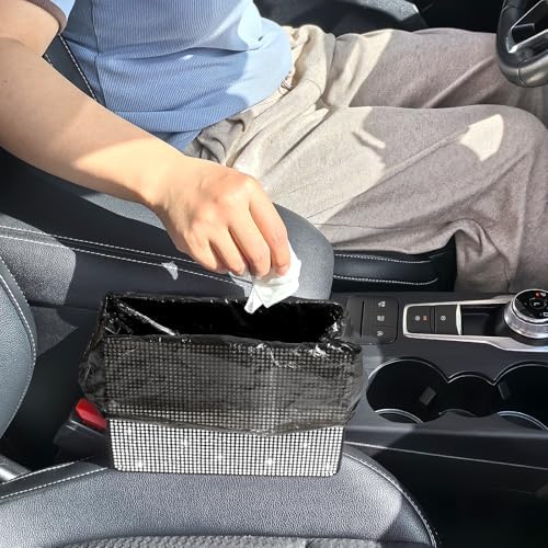 Accmor Bling Car Trash Can, Foldable Vehicle Trash Bin Dustbin Garbage - Image 6