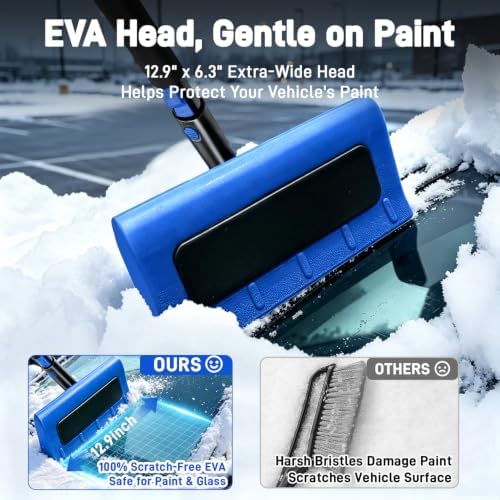 48" Snow Brush and Ice Scraper for Car, EVA Foam Head Snow Remover - Image 2