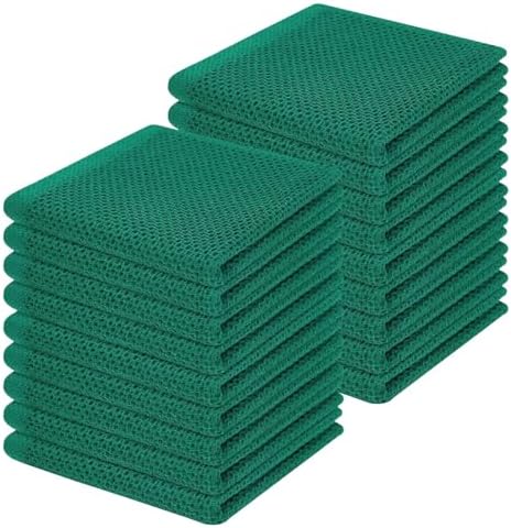 Homaxy 100% Cotton Waffle Weave Kitchen Dish Cloths 18-Pack, Dark Green by Homaxy