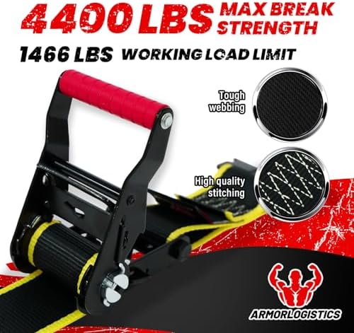 4Pack UTV Wheel Chock Tie-Down Kit, 2 in x 8 ft Heavy Duty Trailer Tire Straps - Image 2
