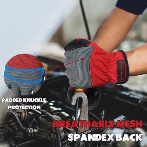 HANDLANDY Work Gloves for Men & Women, Utility Mechanic Working Gloves Touch - Image 3