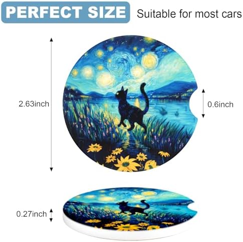 2 Pack Car Cup Holder Coaster, 2.63 inch Anti Slip Insert Absorbent Ceramic Car - Image 7
