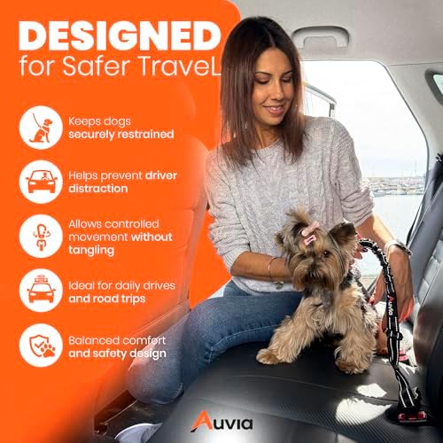 Dog Seat Belt for Car, Bungee Tether & Headrest Loop & Travel Bowl - Image 5