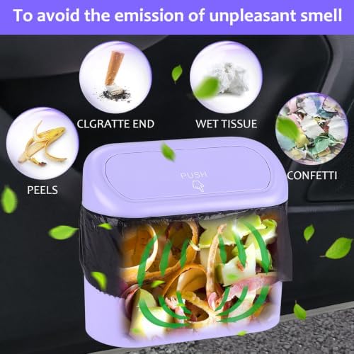 Accmor Car Trash Can with Lid, Mini Vehicle Garbage Can with 30 Trash Bags - Image 5