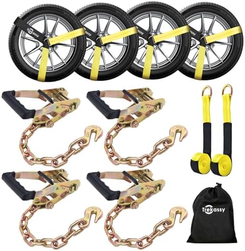 Trekassy Car Tie Down Straps for Trailers Include Ratchets by Trekassy